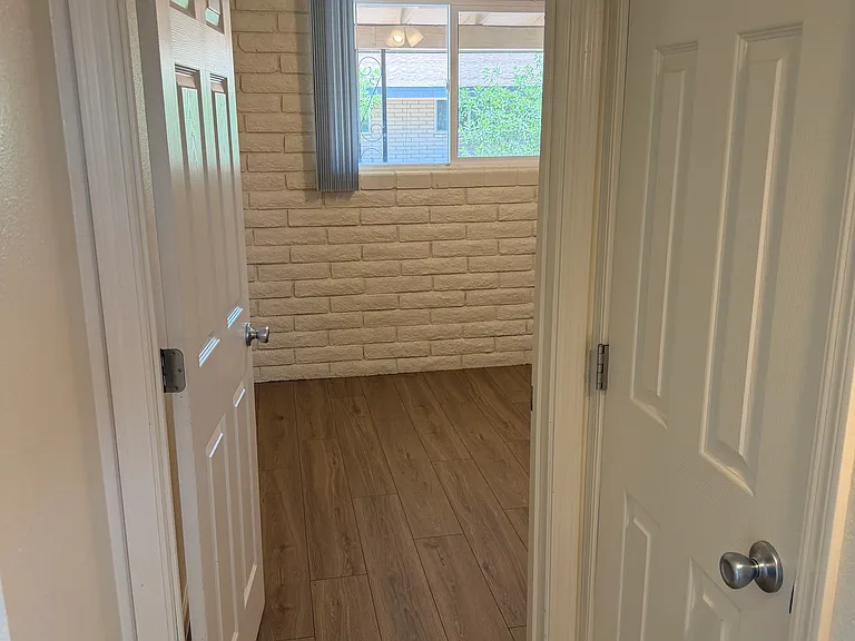 Looking into bedroom #1 from hallway