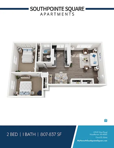 Floor plan 2 Bed 1 Bath