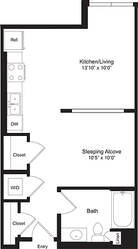 Floor plan Studio B without J.Balcony