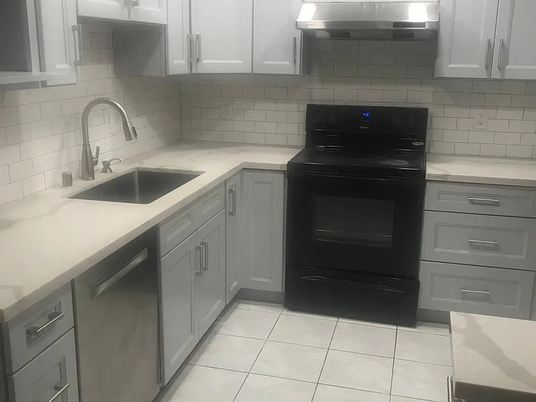 New kitchen, dishwasher, and refrigerator