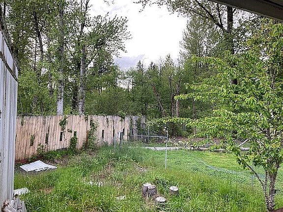 Side yard with Cherry Tree.