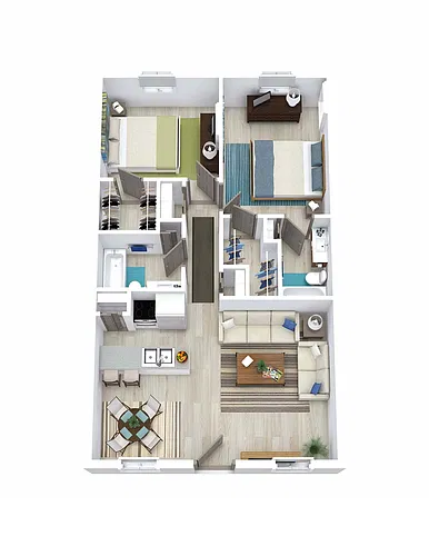 Floor plan 2 Bed 2 Bath 960