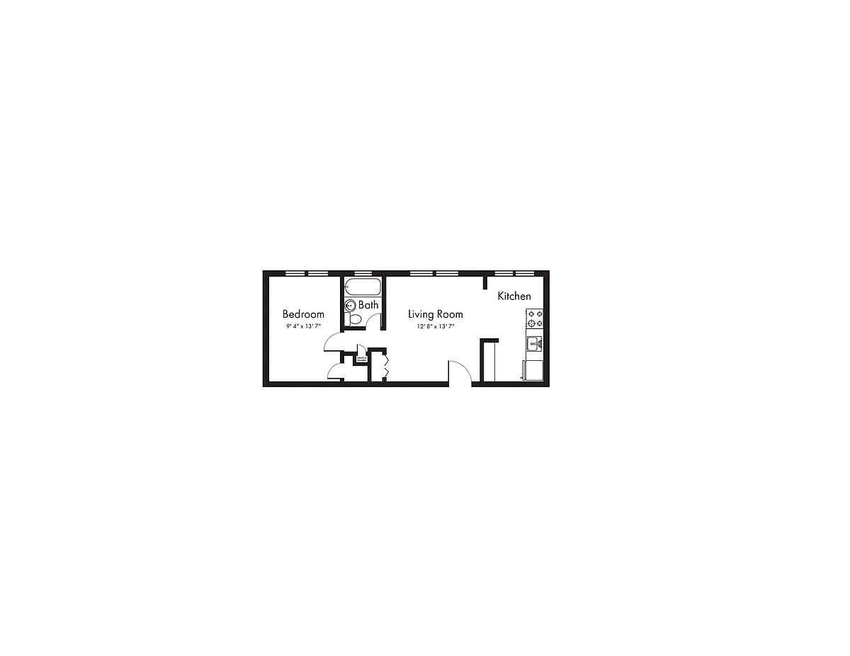 Floor plan Palmetto 1 Bedroom 1 Bath G