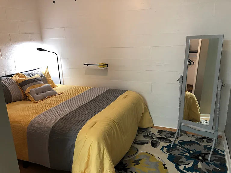 Queen bed (you must provide your own linens_- sheets, pillows, pillow cases, comforter)