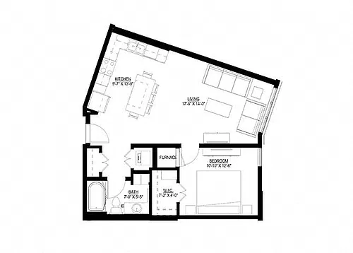 Floor plan One Bedroom F