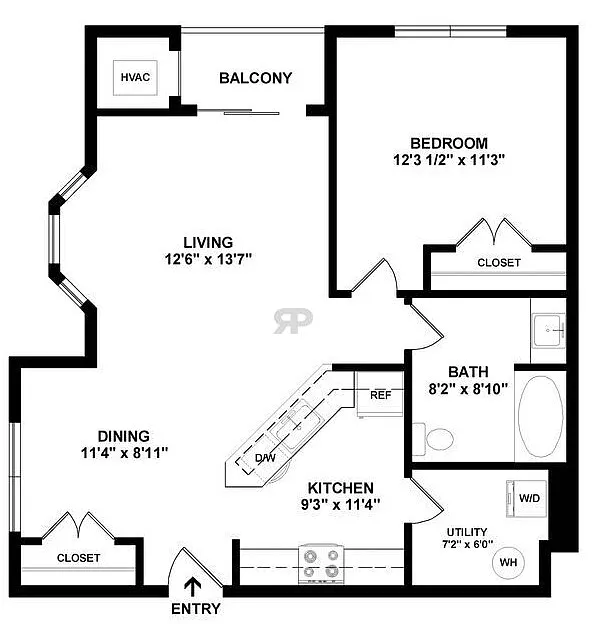 Floor plan 1BR/1BA