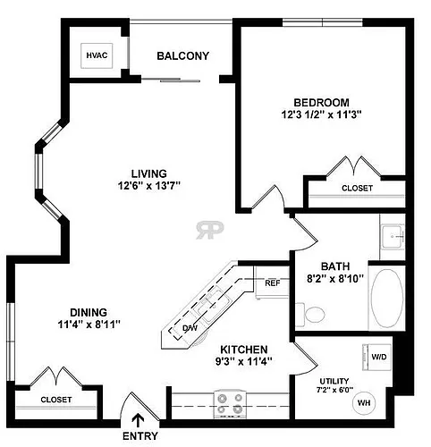 Floor plan 1BR/1BA