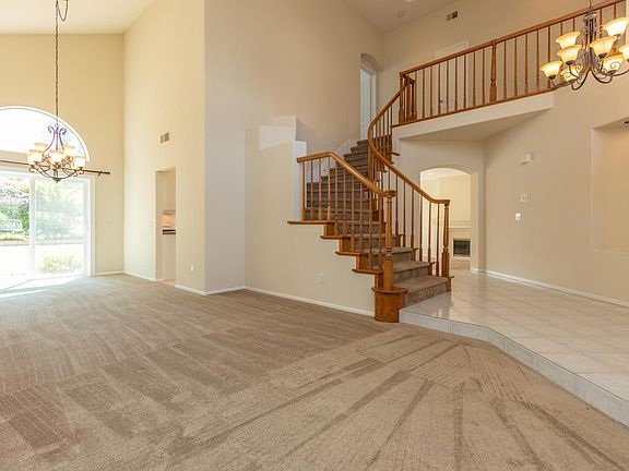 Vaulted ceiling in the living, dining and entry.