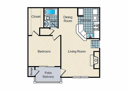 Floor plan One Bedroom Vaulted
