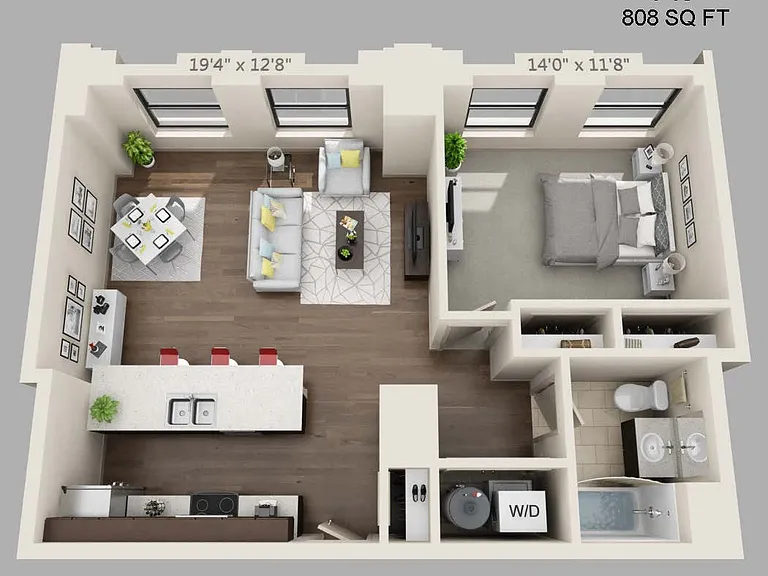 One Bed One Bath 808 sqft One Bed One Bath 808 sqft