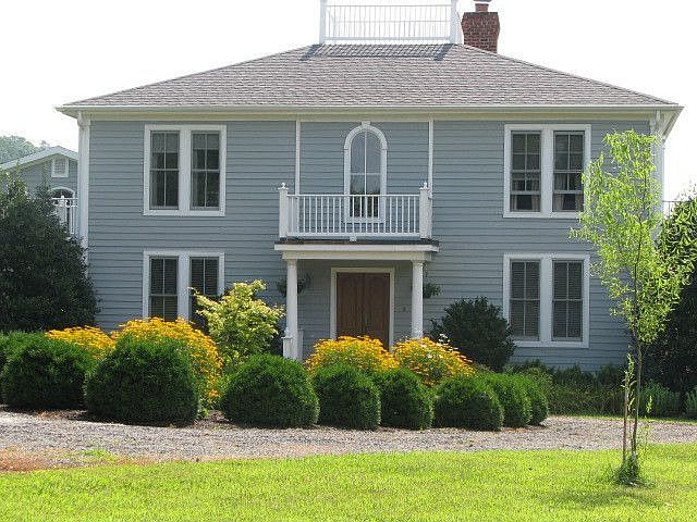 Front view, cedar siding