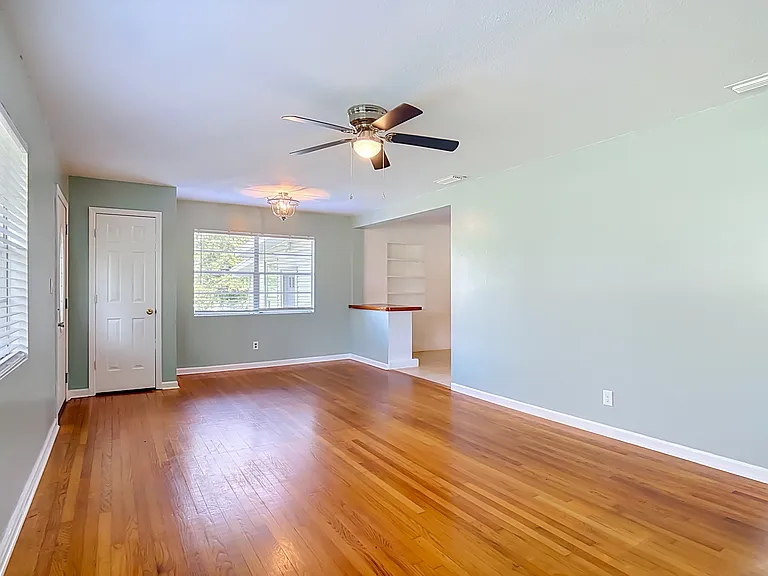 Living area facing kitchen entrance