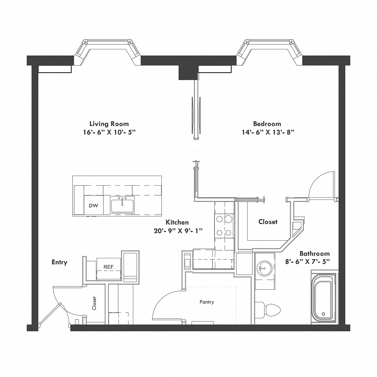 Floor plan 1B-Custom2