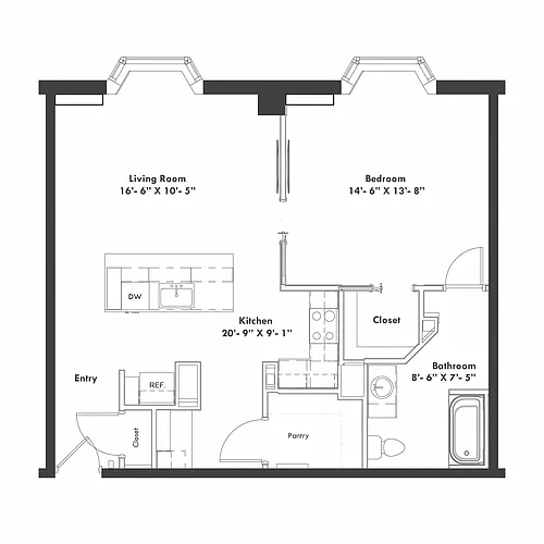 Floor plan 1B-Custom2