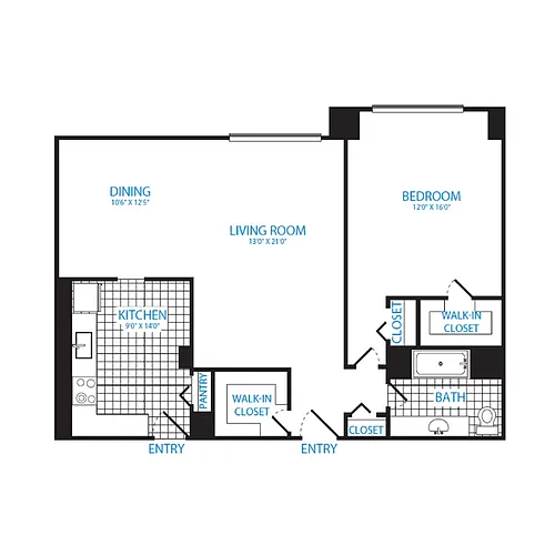 Floor plan 1 Bedroom, 1 Bath 959 SF A11