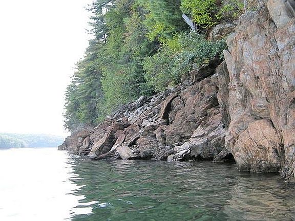 Rock cliffs on lake