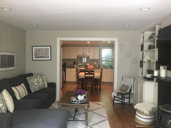 Living room into the dining room and kitchen