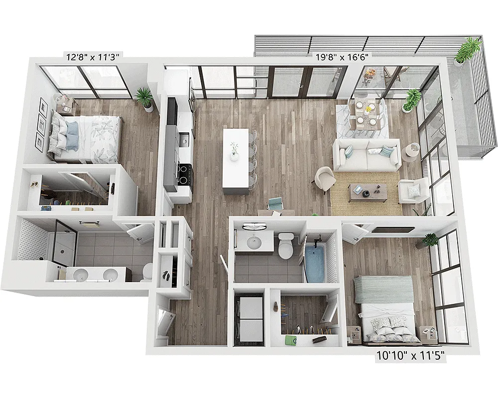 Floor plan Two Bedroom B2P