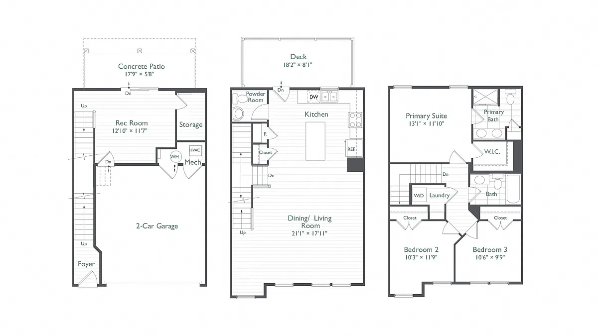 Floor plan 3 Bed/2.5 Bath-Cheverly 1