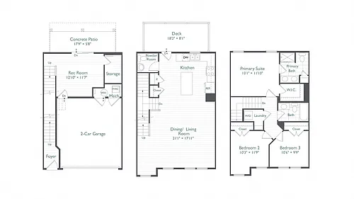 Floor plan 3 Bed/2.5 Bath-Cheverly 1