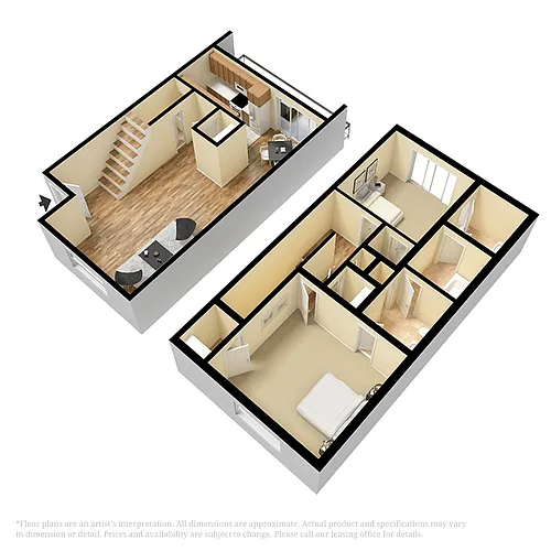 Floor plan 2 Bedroom 1.5 Bath Townhome