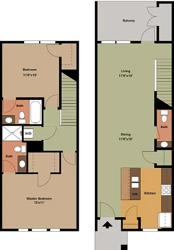 Floor plan Two Bedroom End