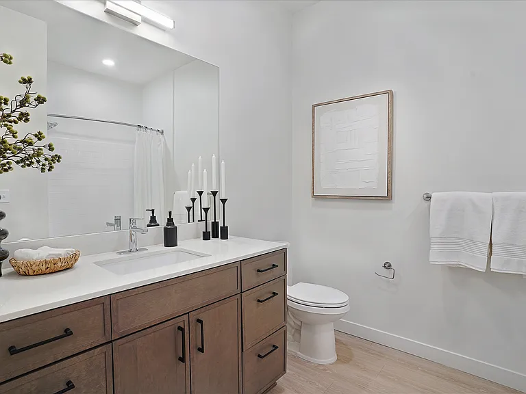 Cabinet space for bathroom necessities.