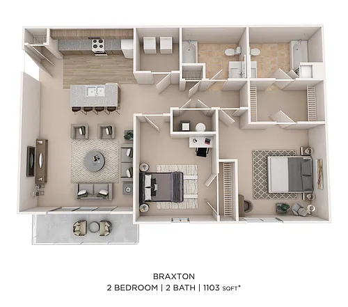 Floor plan 2 Bed 2 Bath Braxton