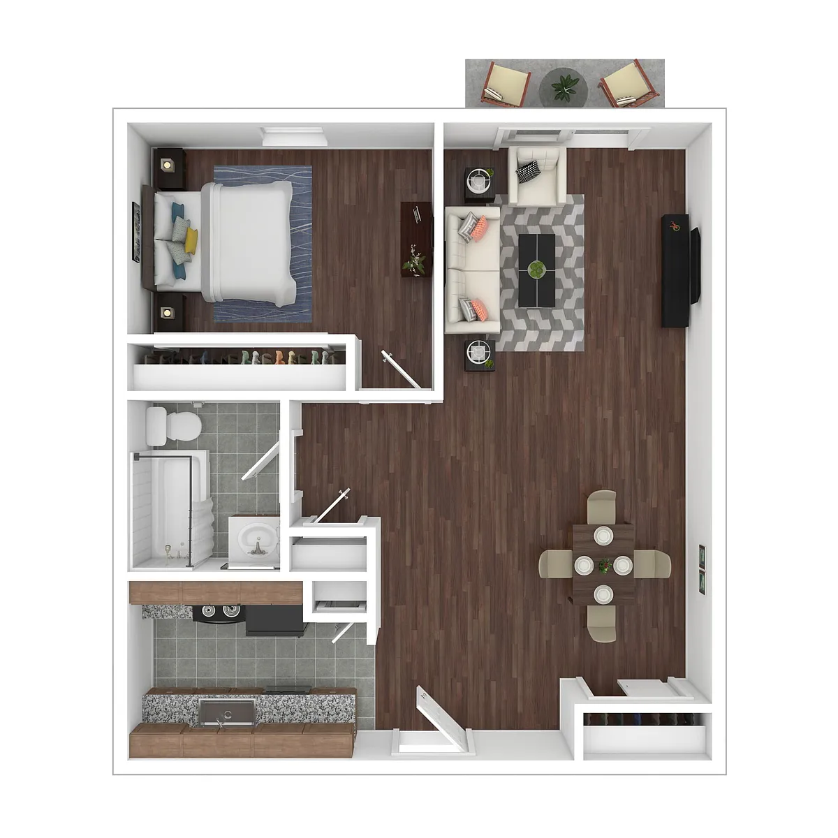Floor plan 1 Bedroom, 1 Bath (Market Rate)