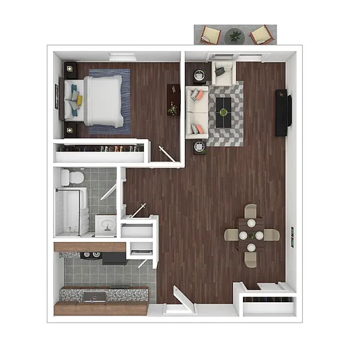 Floor plan 1 Bedroom, 1 Bath (Market Rate)
