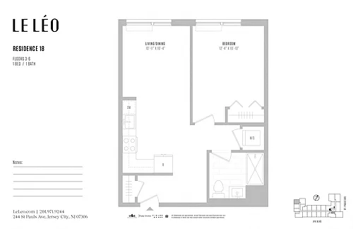 Floor plan 1 Bed 1 Bath D