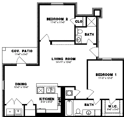 Floor plan 2 Bed 2 Bath