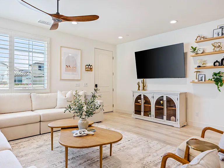 You'll be able to stay cool with the remote controlled ceiling fan.