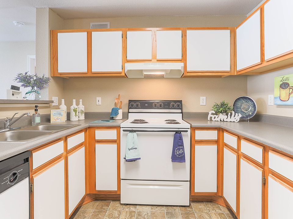 Cook and entertain in style in the well-appointed kitchen featured in select apartment homes at Waterbrook Apartments in Lincoln, Nebraska. Professionally operated by Highlands Vista Group.