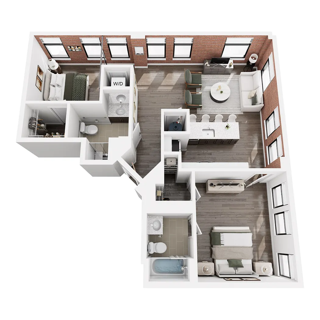 Floor plan The Atlantic - 2 Bedroom, 2 Bath