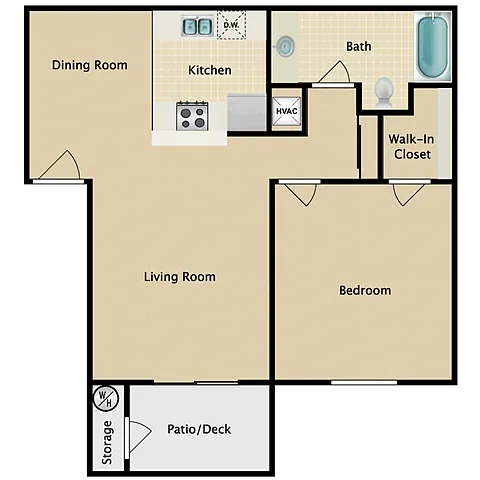 Floor plan 1 Bedroom 1 Bathroom