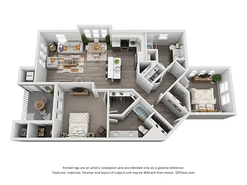 Floor plan B2- 2 Bedroom 2 Bath