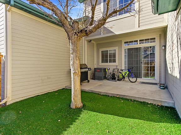 Private fenced backyard