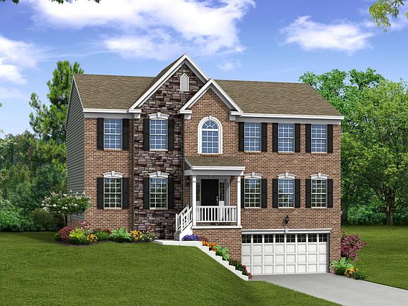 Elevation E Opt Brick Front with Stone Accents, Porch Garage Door