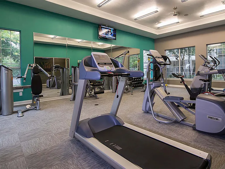 Apartment community 24-hour fitness center with Fitness on Demand at Griffis Lakeline Station in Austin, Texas.