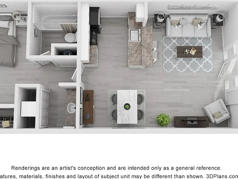 A 3D floor plan rendering of The Anchor.