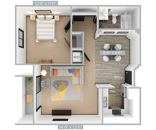 Floor plan E_1B1B_651SF_401-407-420-Premier