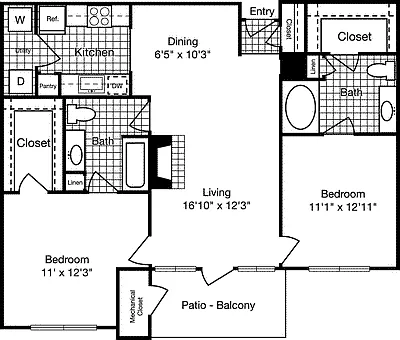 Floor plan 2 Bedroom A