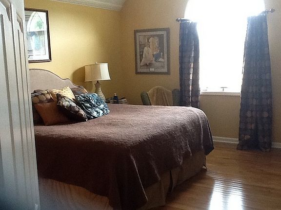 Master BR view from BA; LG closet in BA
						:
						From this view, tub & closet is to left & vanities/toilet/shower to right