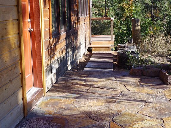 Front door/patio/path to back deck