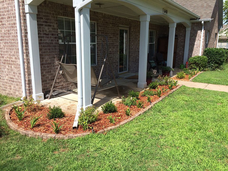 Brick edge on flower beds