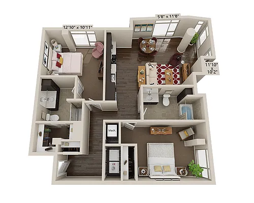 Floor plan Two Bedroom B2N