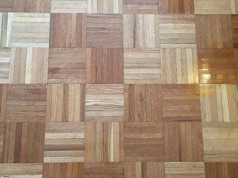 Parquet Flooring in living room, bedroom and dining aria. Aria rugs for comfort.