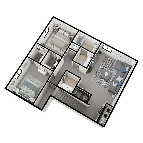 Floor plan Twin Home 4-Bed w/Finished Basement