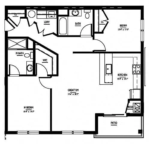 Floor plan 2 Bed/2 Bath-C2 Type A Phase V